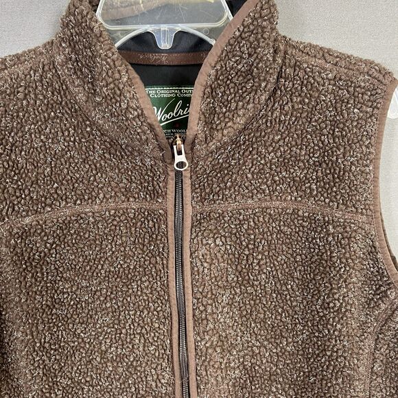 Woolrich Sherpa Fleece Zip Vest Womens XL Dark Toast Heather Brown - Picture 5 of 10